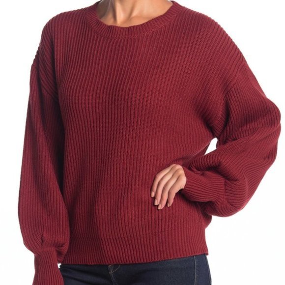 Lush Sweaters - Lush Puff Sleeve Ribbed Sweater In Copper Size L